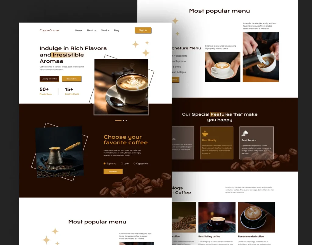 Mockup website cafe Andalan Web